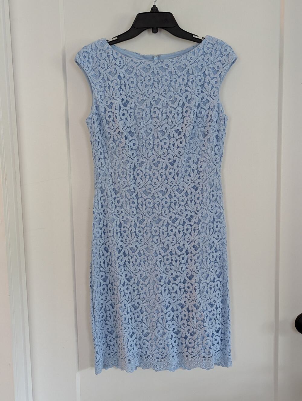 NWT Lauren Ralph Lauren Light Blue Floral Lace Sheath Dress Sz 8 Cocktail $180